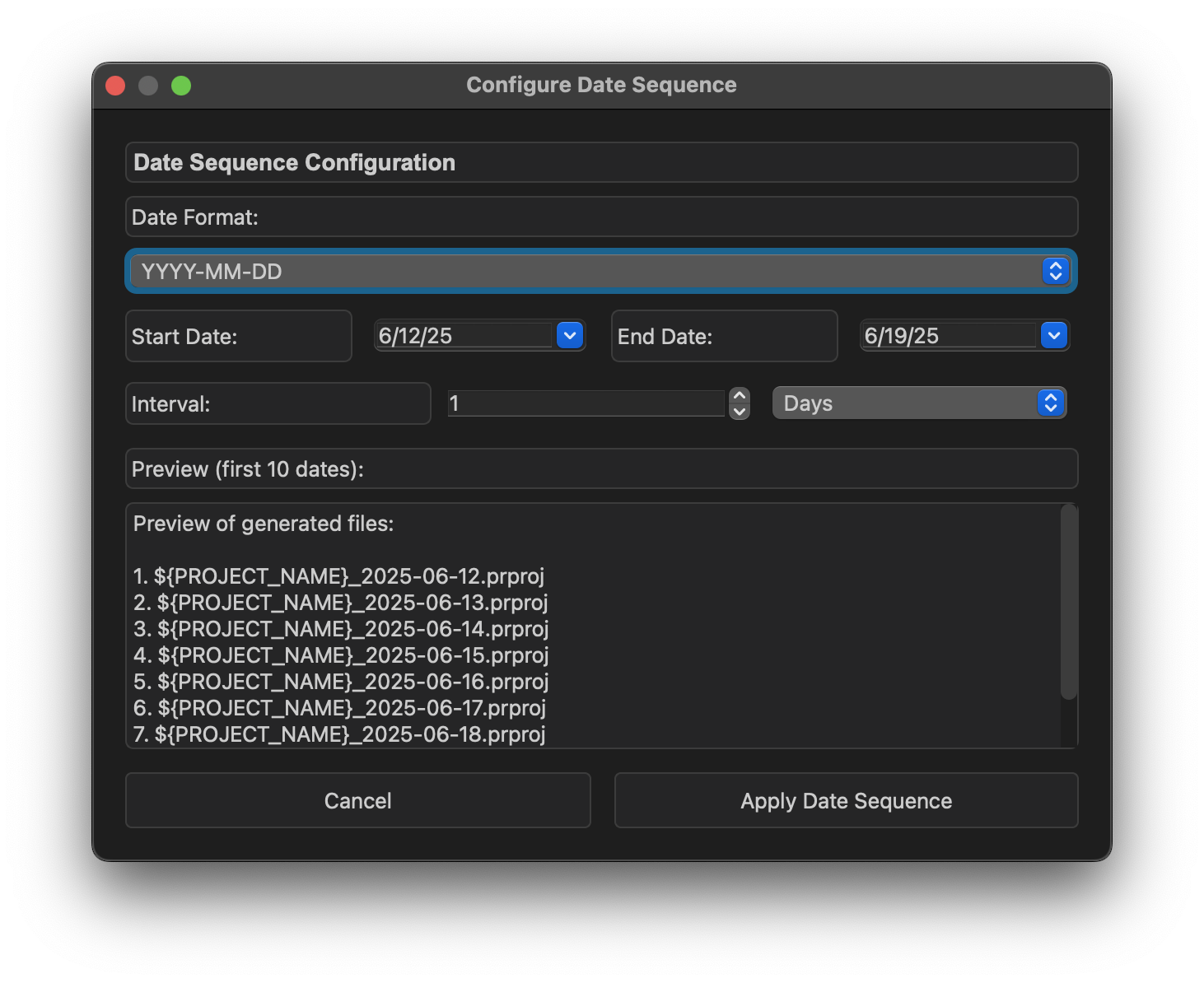 Echelon Date Sequence Configuration - Automated Project Versioning and Timeline Management