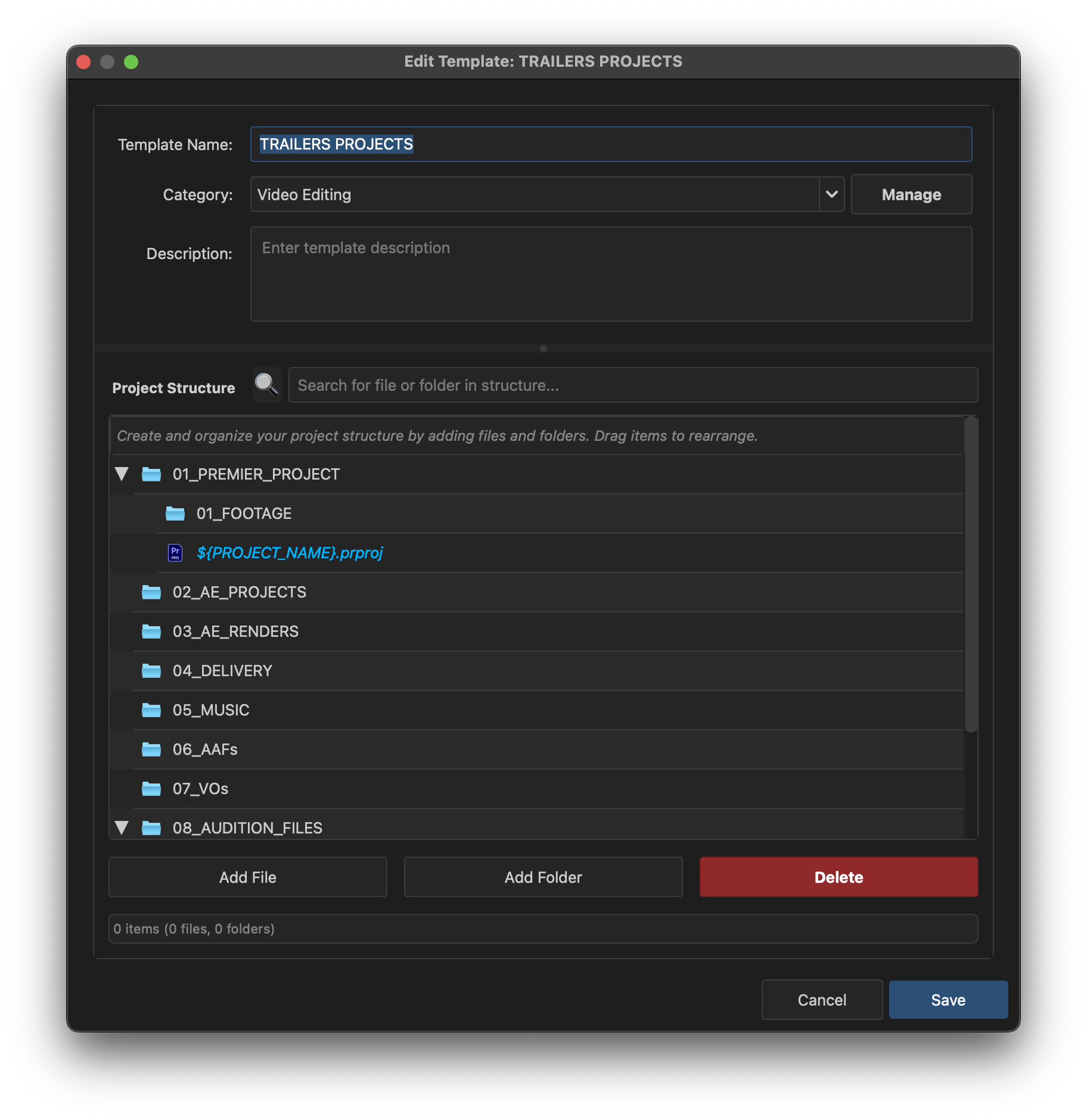 Echelon Template Structure Editor - Professional Folder Hierarchy Design and Customization