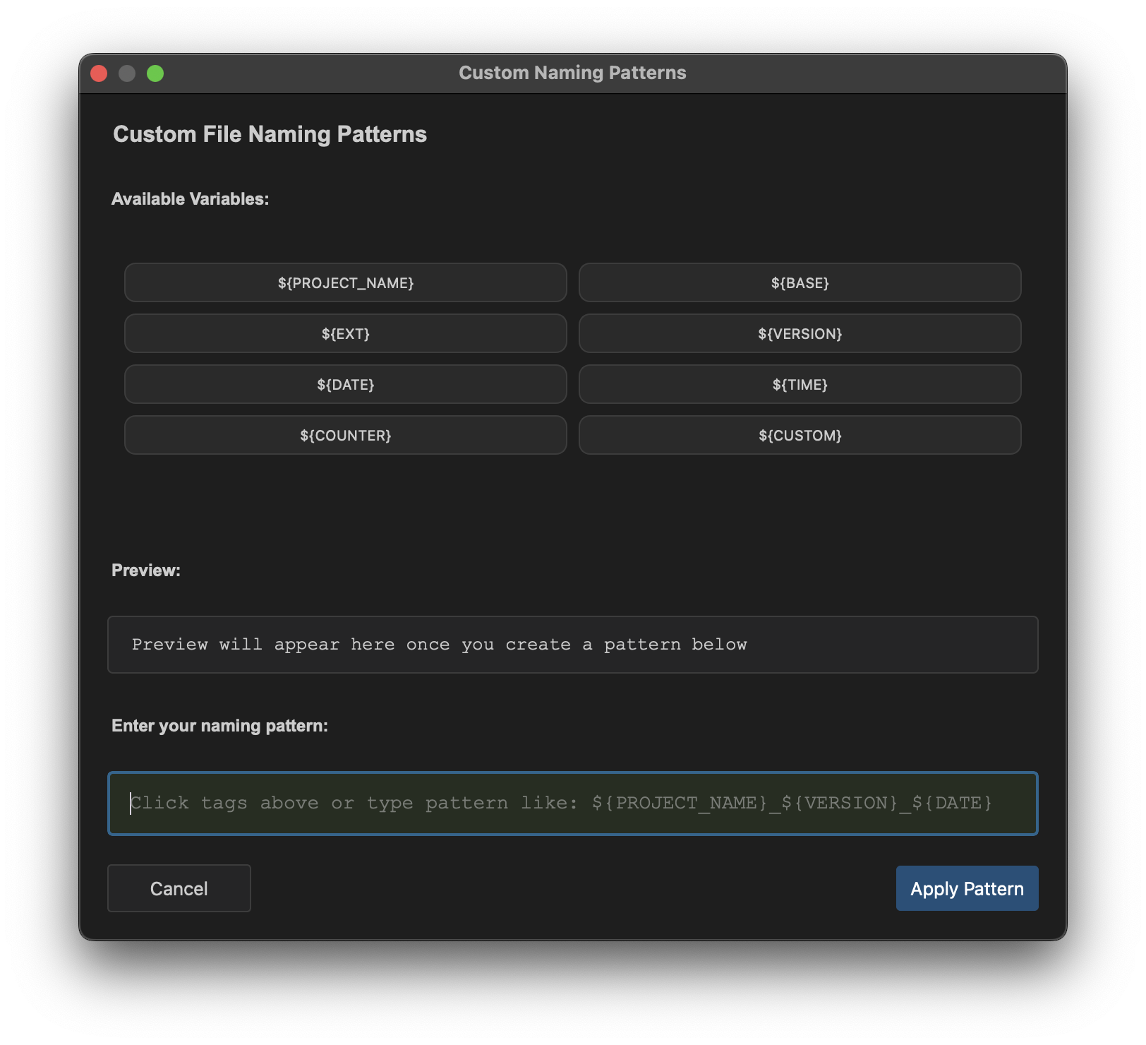 Echelon Custom Naming Patterns - Dynamic Variables and Advanced File Naming System